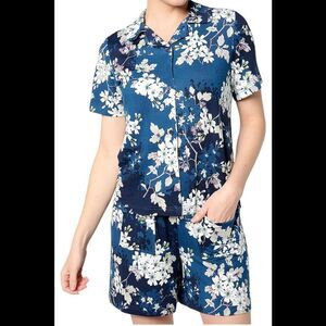 Bumblebella by Jill Martin Dreamy Jersey Notch-Collar Pajama Set Navy - Regular